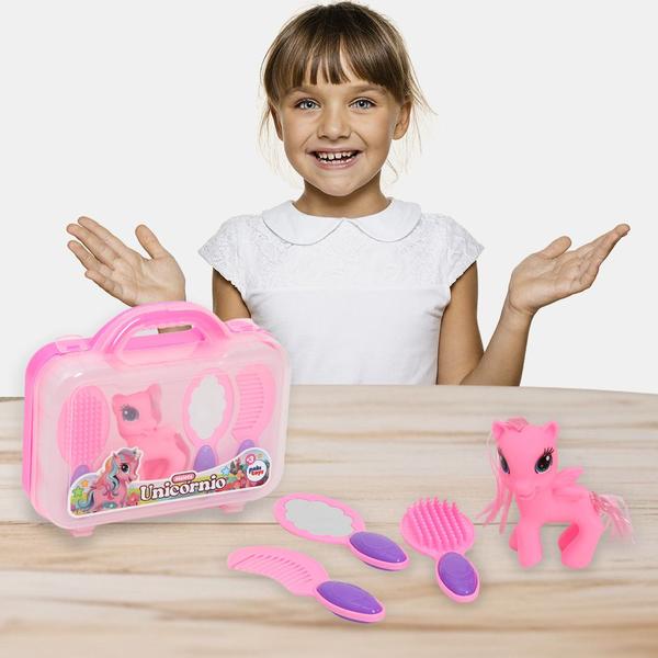 Imagem de Brinquedo Infantil Maletinha Unicórnio 5 Itens Cor Rosa