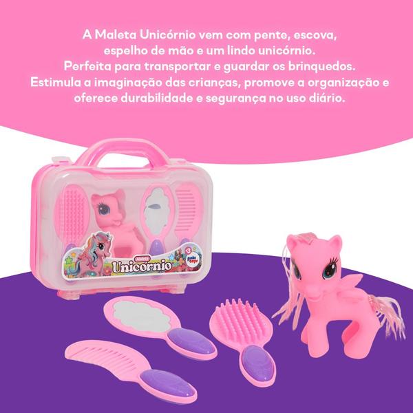 Imagem de Brinquedo Infantil Maletinha Unicórnio 5 Itens Cor Rosa