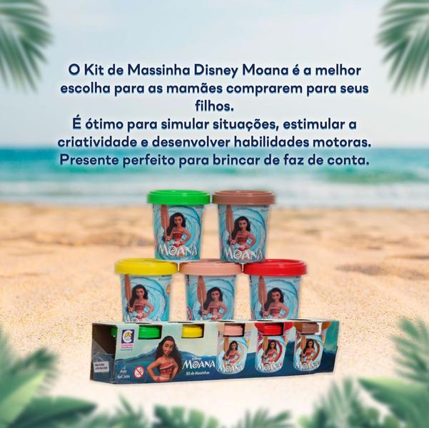 Imagem de Brinquedo Infantil Massinha Moana 5 Potes 50g Colorido