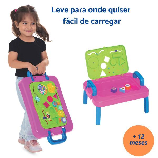 Imagem de Brinquedo Infantil Mesa Didática Portátil Presente Menina Criança 1 ano Bebê Rosa Didático Humor