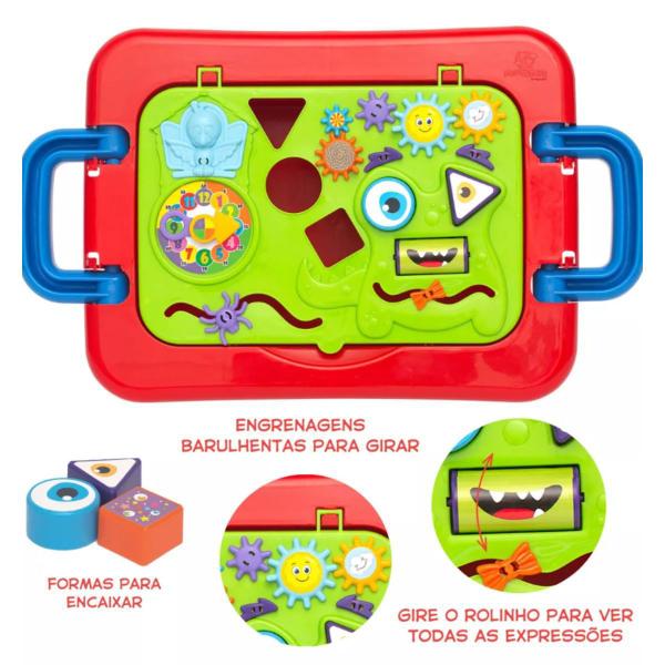 Imagem de Brinquedo Infantil Mesa Didática Portátil Presente Menino Criança 1 ano Bebê Azul Didático Humor