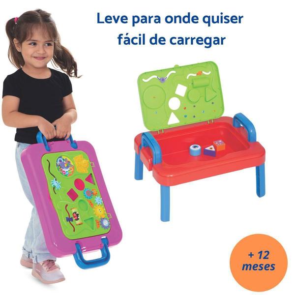 Imagem de Brinquedo Infantil Mesa Didática Portátil Presente Menino Criança 1 ano Bebê Azul Didmor - Mercotoys