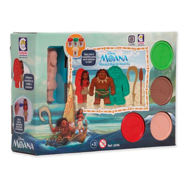 Imagem de Brinquedo Infantil Moana e Maui de Massinha 8 Acessórios