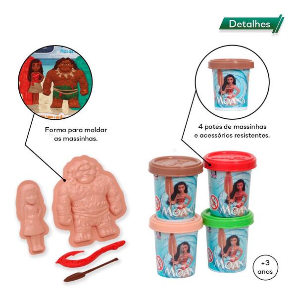 Imagem de Brinquedo Infantil Moana e Maui de Massinha 8 Acessórios