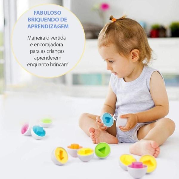 Imagem de Brinquedo Infantil Montessori Caixa Ovos Encaixar Forma Cor