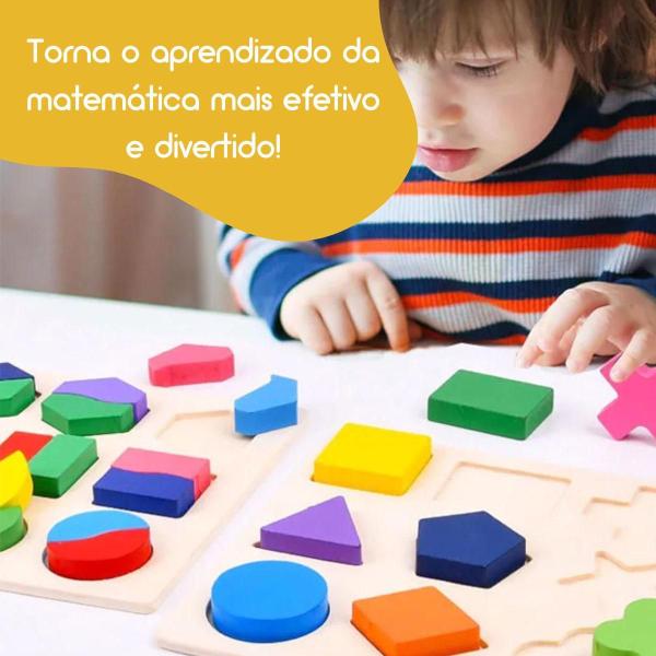 Imagem de Brinquedo Infantil Montessori Encaixe Aprender Formas Fração