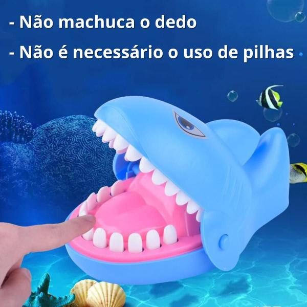 Imagem de Brinquedo Infantil Morde Dedo Jogo Tubarão Dentista Azul