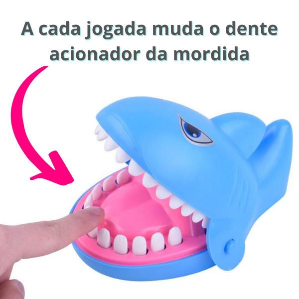 Imagem de Brinquedo Infantil Morde Dedo Jogo Tubarão Dentista Azul