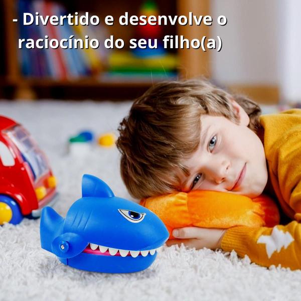 Imagem de Brinquedo Infantil Morde Dedo Jogo Tubarão Dentista Azul