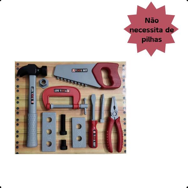 Imagem de Brinquedo infantil oficina criativa kit reparo com 11 peças, ferramentas, bancada, +3 anos Multikids BR1829