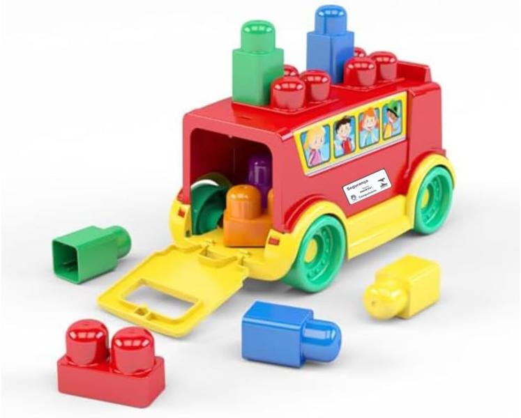 Imagem de Brinquedo Infantil Ônibus Blocolândia Montar Multicor MK423