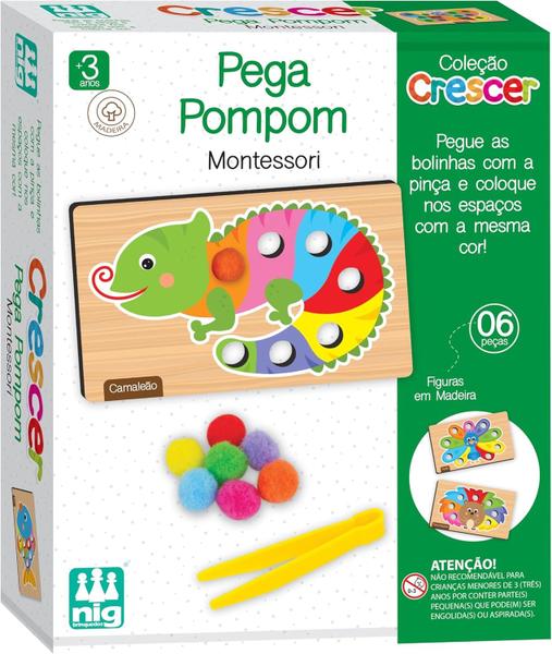 Imagem de Brinquedo Infantil Pega Pom Pom Coleção de Jogos Didáticos Crescer - Nig Brinquedos