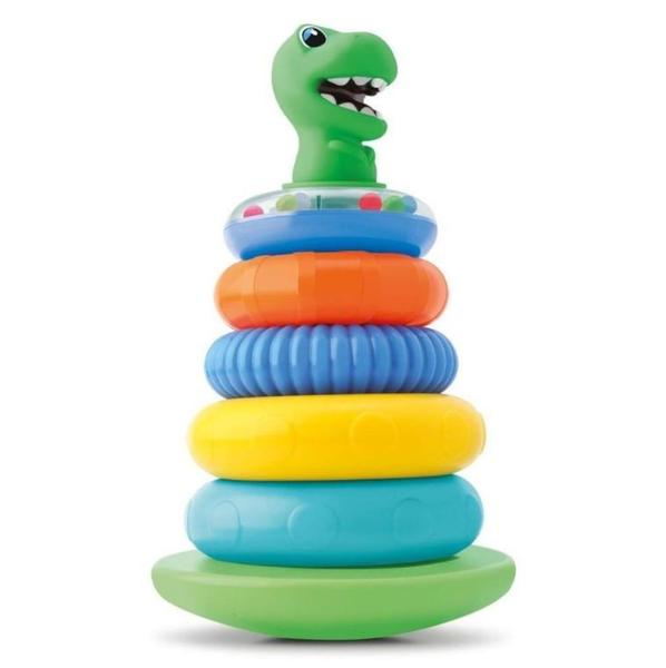 Imagem de Brinquedo Infantil Pirâmide de Argolas - Dino - Divertoys -