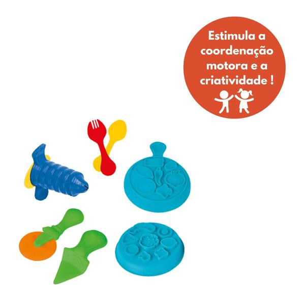 Imagem de Brinquedo infantil Pizzaria de Massinha Coti Massa Tutti Frutti + Acessórios de Cozinha +3 Anos Cotiplas - 2638