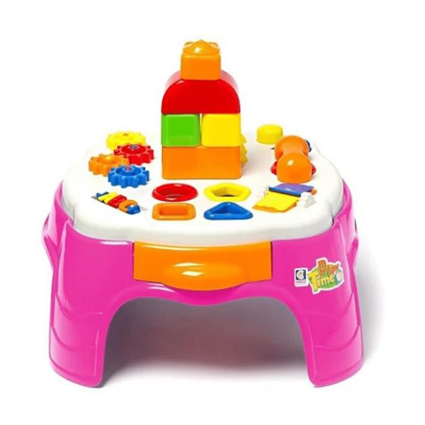 Imagem de Brinquedo Infantil Play Time Mesa Atividades Rosa Recomendado para Crianças a Partir dos 1o Meses Cotiplas - 2049