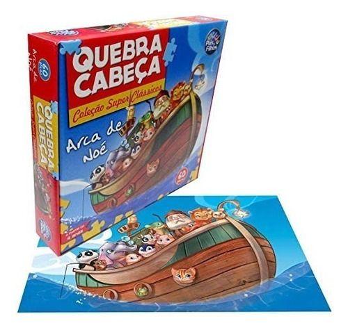 Imagem de Brinquedo Infantil Quebra Cabeça Arca De Noé Premium 60 Pçs