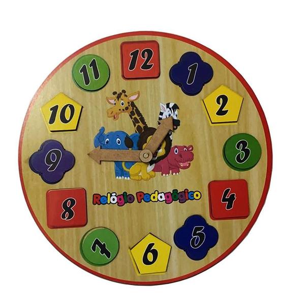 Brinquedo Infantil Relógio Pedagógico De Encaixe Em Madeira - Tralalá Imagem de Brinquedo Infantil Relógio Pedagógico De Encaixe Em Madeira