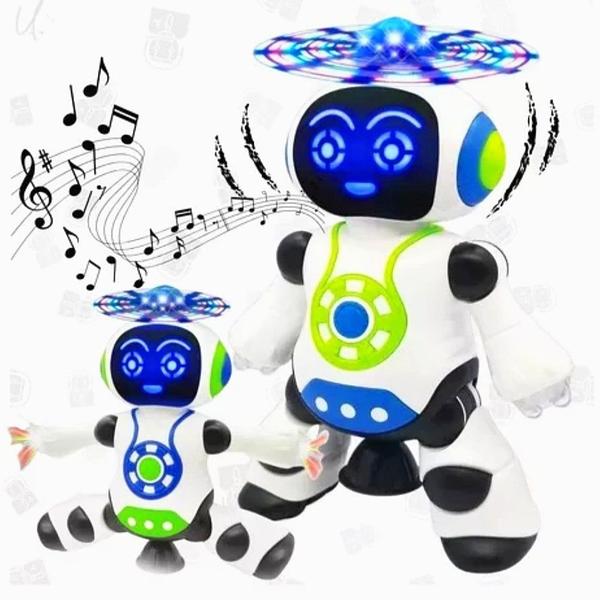 Imagem de Brinquedo Infantil Robô Dançante Vira 360 Com Helice Músicas e Luzes Led Coloridos Envio Imediato