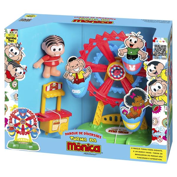 Imagem de Brinquedo Infantil Roda Gigante Da Turma Da Monica Com Boneca Em Vinil Macio e Carrinho De Pipoca - Samba Toys