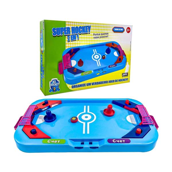 Imagem de Brinquedo Infantil Super Hockey 2 em 1 Air Hockey e Futebol De Mesa Zippy Toys - 8339