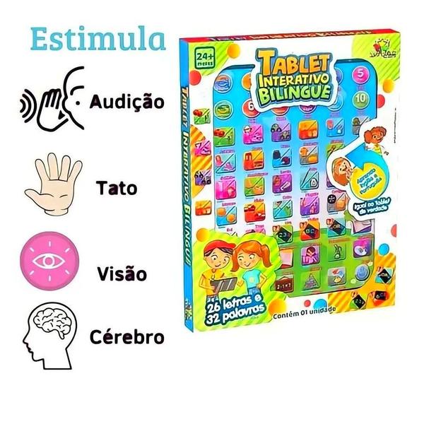 Imagem de Brinquedo Infantil Tablet Interativo Português e Inglês 62 Teclas Branco