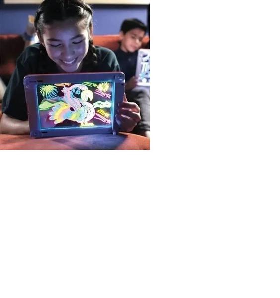 Imagem de Brinquedo Infantil Tablet Mágico para Desenho Lousa Divertida Luminosa Neon 3D