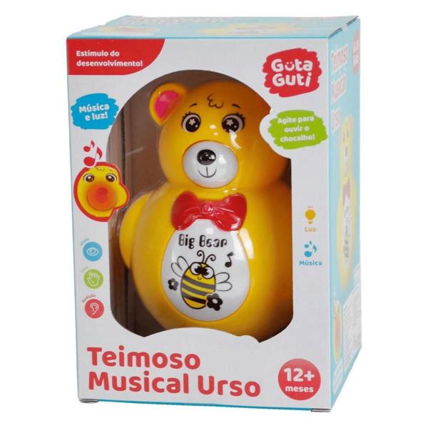 Imagem de Brinquedo Infantil Teimoso Musical Urso Guta Guti Amarelo