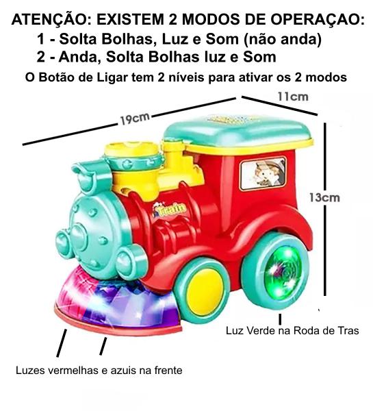 Imagem de Brinquedo Infantil Trem Trenzinho Colorido que Anda com Luz Som Solta Bolhas