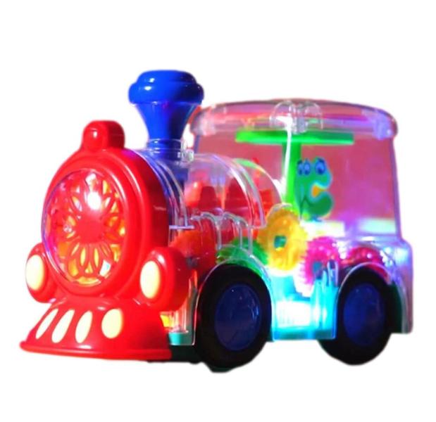 Imagem de Brinquedo infantil Trenzinho Trem Engrenagem Bate E Volta 360 Colorido Com Luzes Em Leds