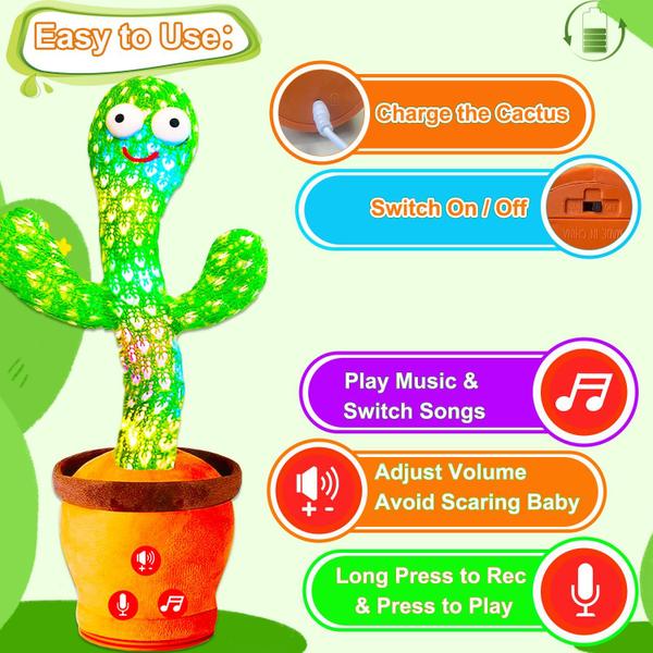 Imagem de Brinquedo interativo Dancing Talking Cactus Vitosup para bebê