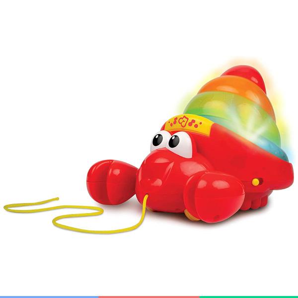 Imagem de Brinquedo Interativo Infantil Criança Amiguinho Caranguejo Toca Música Com Luzes e Cordinha Winfun