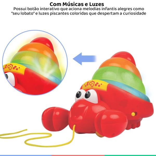 Imagem de Brinquedo Interativo Infantil Criança Amiguinho Caranguejo Toca Música Com Luzes e Cordinha Winfun