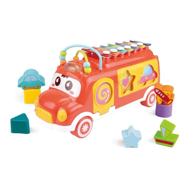 Imagem de Brinquedo Interativo Ônibus Musical Educativo com Xilofone e Peças de Encaixe Fenix - FBB-738VM