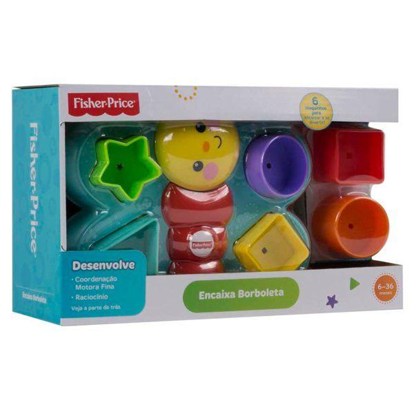 Imagem de Brinquedo Interativo Para Bebês Encaixa Borboleta Com 6 Blocos - Coordenação Motora - Fisher Price - Mattel - DJD80