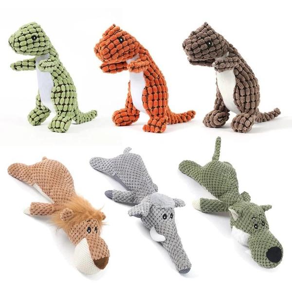 Imagem de Brinquedo Interativo para Cães - Dinossauro de Pelúcia Resistente à Mordida