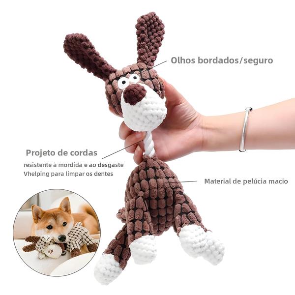 Imagem de Brinquedo Interativo para Cães - Dinossauro de Pelúcia Resistente à Mordida