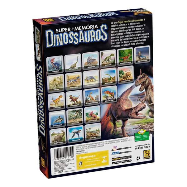 Brinquedo Jogo de Cartas Supermemória Dinossauros Grow - 04210 Imagem de Brinquedo Jogo de Cartas Supermemória Dinossauros Grow - 04210