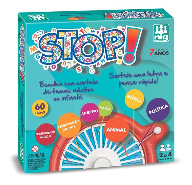 Imagem de Brinquedo Jogo De Tabuleiro Stop Roleta 2 Discos 1 Cartela 60 Temas