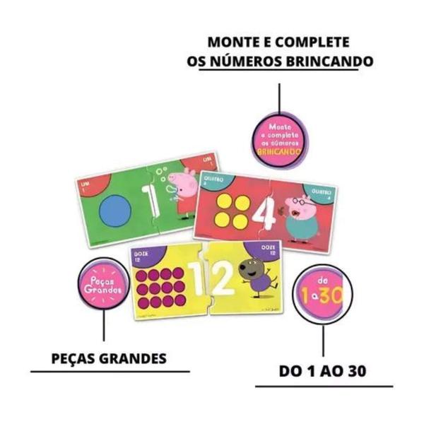 Imagem de Brinquedo Jogo Educativo Números 1 a 30 Aprendendo a Contar Peppa Pig +3 anos Mimo Toys - 2101