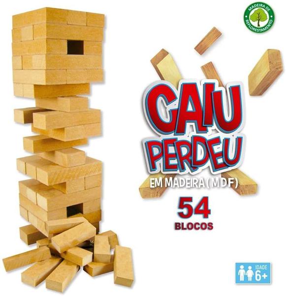 Imagem de Brinquedo Jogo Mesa Caiu Perdeu Madeira 54 Pçs Pais e Filhos