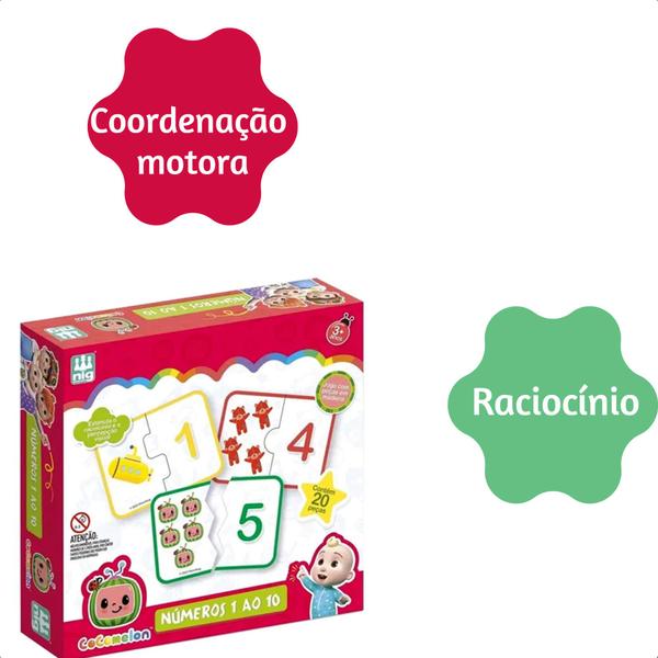 Brinquedo Jogo Números 1 Ao 10 de Madeira Cocomelon 20 Peças Grandes +3 anos Infantil Educativo Nig Brinquedos - 0511 Imagem de Brinquedo Jogo Números 1 Ao 10 de Madeira Cocomelon 20 Peças Grandes +3 anos Infantil Educativo Nig Brinquedos - 0511