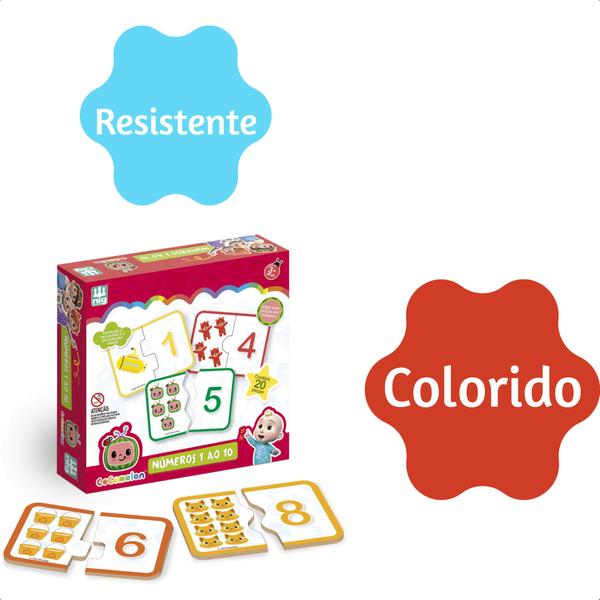 Brinquedo Jogo Números 1 Ao 10 de Madeira Cocomelon 20 Peças Grandes +3 anos Infantil Educativo Nig Brinquedos - 0511 Imagem de Brinquedo Jogo Números 1 Ao 10 de Madeira Cocomelon 20 Peças Grandes +3 anos Infantil Educativo Nig Brinquedos - 0511
