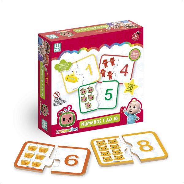 Brinquedo Jogo Números 1 Ao 10 de Madeira Cocomelon 20 Peças Grandes +3 anos Infantil Educativo Nig Brinquedos - 0511 Imagem de Brinquedo Jogo Números 1 Ao 10 de Madeira Cocomelon 20 Peças Grandes +3 anos Infantil Educativo Nig Brinquedos - 0511