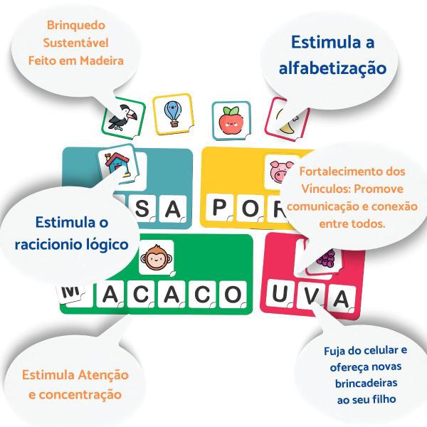 Imagem de Brinquedo Jogo Pedagogico Infantil Juntando Letras Criança Presente 5 6 anos Autismo Menino Menina Alfabetização