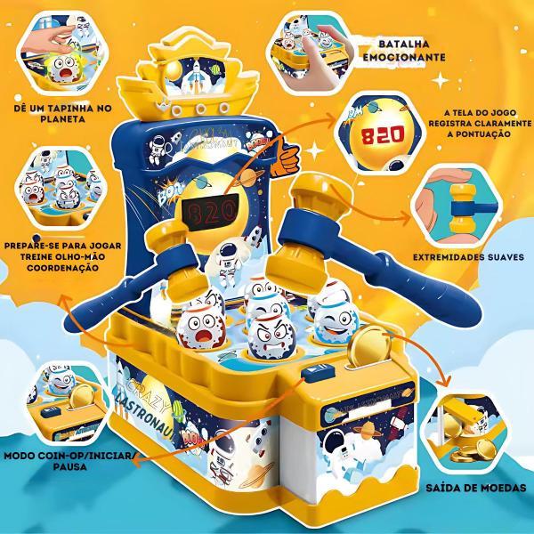 Brinquedo Jogo Toupeira Astronauta Louco Com Luz e Som - Castela - CASTELA BRASIL Imagem de Brinquedo Jogo Toupeira Astronauta Louco Com Luz e Som - Castela