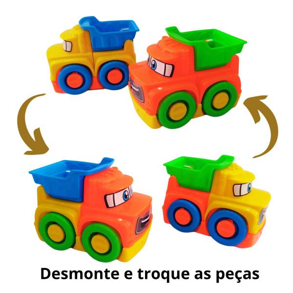 Imagem de Brinquedo Kit 2 Carrinhos Infantil Bebê de Menino de encaixe colorido