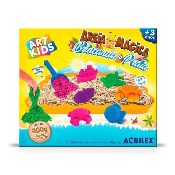 Imagem de Brinquedo Kit Areia Mágica Brincando Na Praia 800g Art Kids - 7891153105109