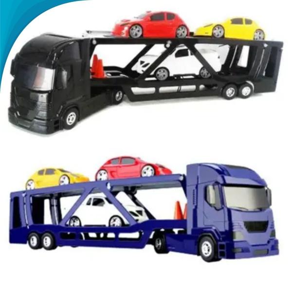 Imagem de Brinquedo Kit Caminhão Cegonha E 3 Carros Sortidos Com Garantia Exclusiva