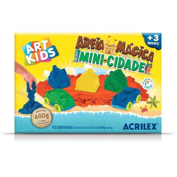 Brinquedo Kit De Areia Mágica Mini Cidade 600g Com Moldes - Acrilex Imagem de Brinquedo Kit De Areia Mágica Mini Cidade 600g Com Moldes