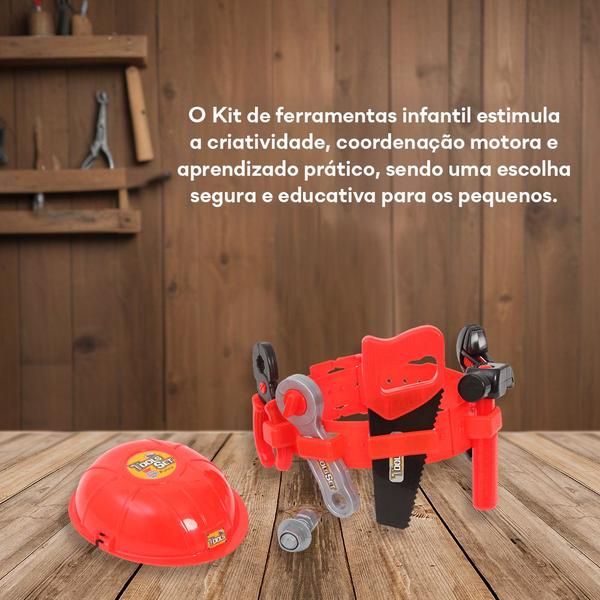 Imagem de Brinquedo Kit de Ferramentas Infantil Cinto Capacete 9 Peças